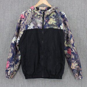 Qing Yuan Shui Windbreaker Jacket Mens Large L Multicolor Floral Pattern Hooded